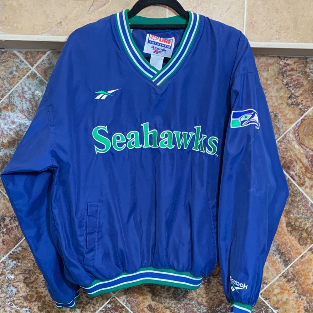 Vintage 90's Seattle Seahawks Reebok Pro Line Authentic Pullover Jacket Size L